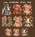 Cute Christmas Cows DTF Gang Sheet 23x40 in. Ready-to-press Heat transfers 9302