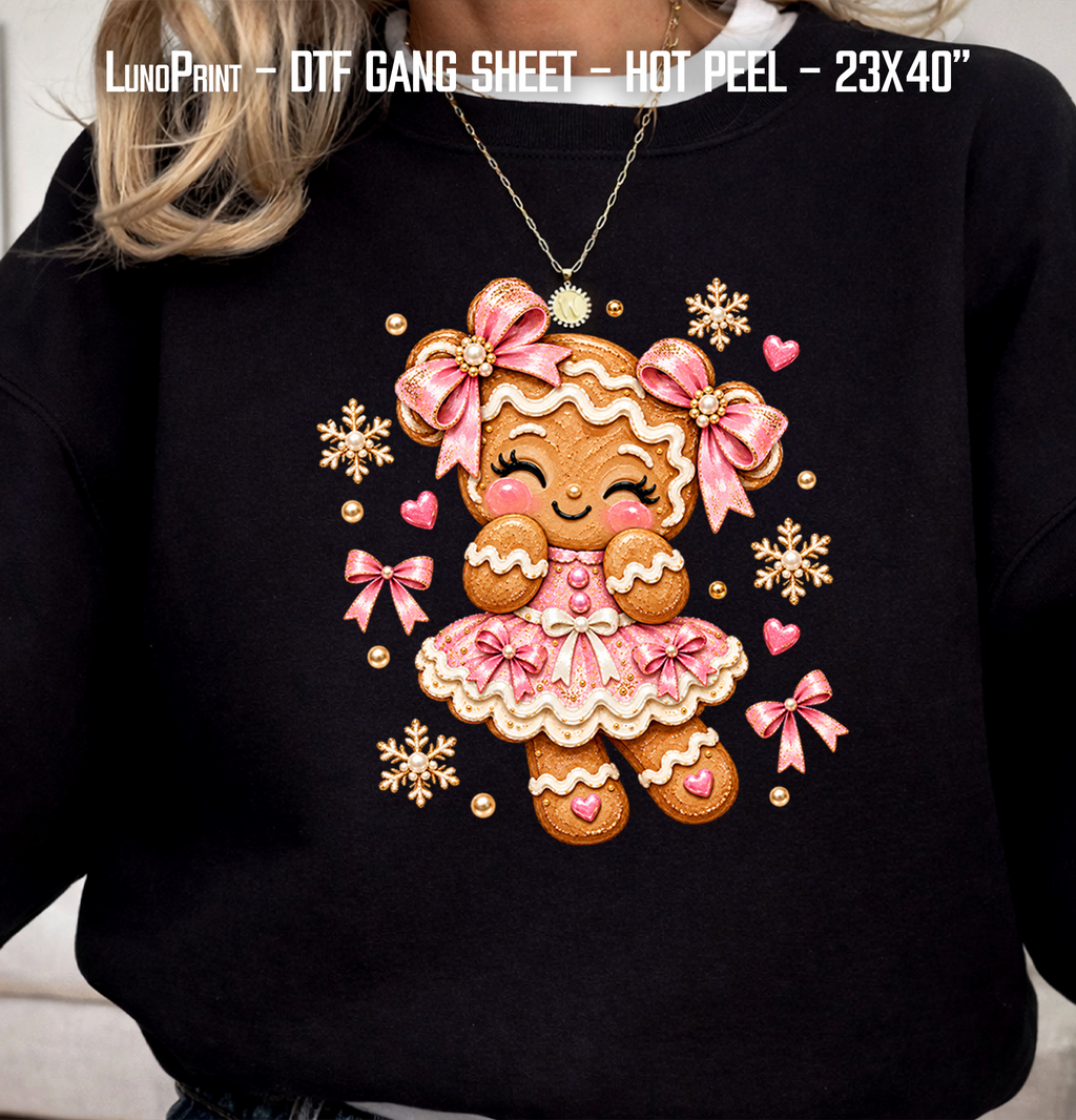 Cute Christmas Cows DTF Gang Sheet 23x40 in. Ready-to-press Heat transfers 9302