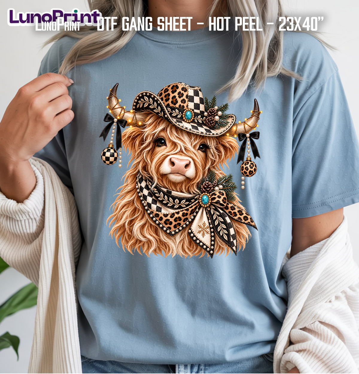Western Turquoise DTF Gang Sheet 23x40 in. Ready-to-press Heat transfers 9305
