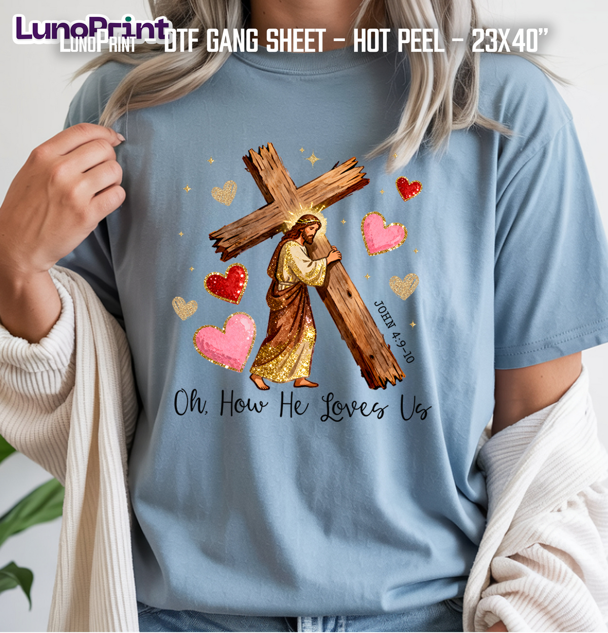 Love Like Jesus DTF Gang Sheet 23x40 in. Ready-to-press Heat transfers 9306