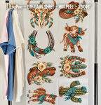 Western Turquoise DTF Gang Sheet 23x40 in. Ready-to-press Heat transfers 9308