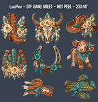 Western Turquoise DTF Gang Sheet 23x40 in. Ready-to-press Heat transfers 9308
