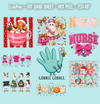 Nurse. Christmas-Halloween DTF Gang Sheet 23x40 in. Ready-to-press Heat transfers 9304
